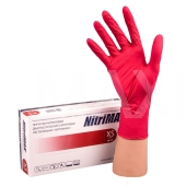 Перчатки нитриловые размер XS 50пар NitriMax красные														