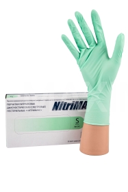 Перчатки нитриловые размер XS 50пар NitriMax зеленые												