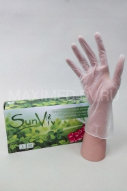 Перчатки виниловые размер L (50 пар) SunViv, бесцветные