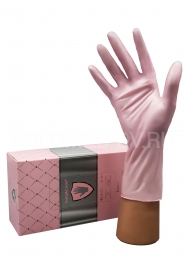 Перчатки нитриловые размер XS (50 пар) Safe&Care,розовый жемчуг