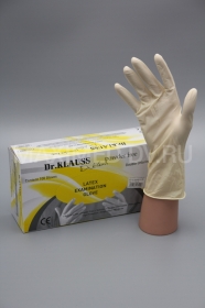 Перчатки латексные двойной хлоринации н/о н/с размер S (50 пар) Dr.Klauss