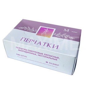 Перчатки латексные размер M 50пар Медцентр