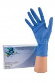 Перчатки нитриловые размер L 50пар Церебрум голубые 