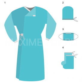 Комплект одежды и белья хирургический КХ-04 (Халат хирургич, шапочка, маска) стерильно 