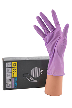 Перчатки нитриловые размер S 50пар Benovy сиреневые