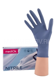 Перчатки нитриловые размер M 50пар MediOK черничные