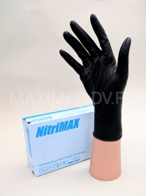 Перчатки нитриловые текстурированные н/о н/с размер L (50 пар) NitriMax,черные