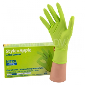 Перчатки нитриловые размер XS 50 пар Style APPLE зеленые