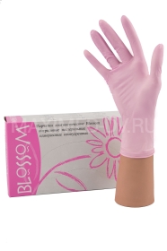 Перчатки нитриловые размер S 50 пар Blossom розовые