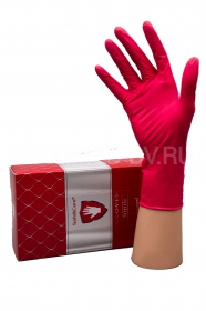Перчатки нитриловые размер M (50 пар) Safe&Care,красные