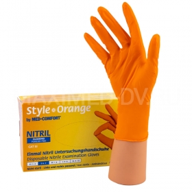 Перчатки нитриловые размер ХS 50 пар Style ORANGE оранжевые