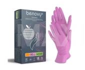 Перчатки нитриловые размер XS 50пар Benovy розовый 