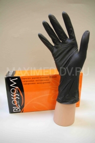 Перчатки нитриловые текстур. н/о н/с размер XS Blossom, черные