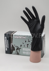 Перчатки нитриловые текстурированные н/о н/с размер S (50 пар) SitekMed PREMIUM плотные, черные