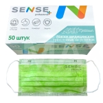 Маска 3-х слойная 50шт зеленая/коробка SENSE