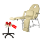 Педикюрно-косметологическое кресло МД-11 (Регулировка мех.) + Стул Астек (Цвет "Белый жемчуг")