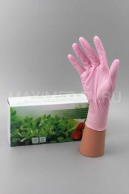 Перчатки нитриловые текстур. н/о н/с размер XS (50 пар) SunVIV, розовые