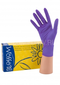 Перчатки нитриловые размер M 50пар Blossom фиолетовые