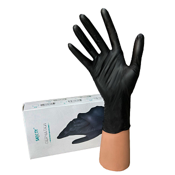 Перчатки виниловые размер XL  50пар SAF&TY черные