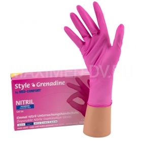 Перчатки нитриловые размер ХS 50 пар Style GRENADINE розовые 