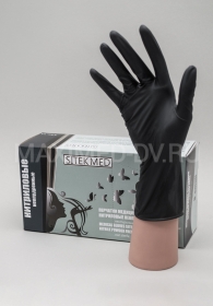 Перчатки нитриловые текстурированные н/о н/с размер M (50 пар) SitekMed PREMIUM плотные, черные