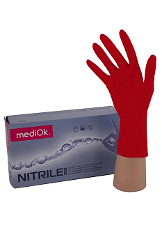 Перчатки нитриловые размер M 50пар MediOK GARNET красные