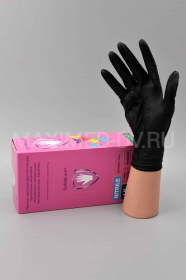 Перчатки нитриловые текстурированные н/о н/с размер S (50 пар) Safe&Care, черные