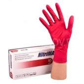 Перчатки нитриловые размер S 50пар NitriMax красные														